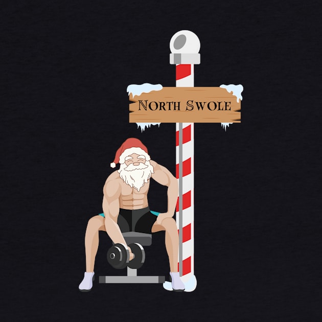 The North Swole- a funny Santa bodybuilding design by C-Dogg